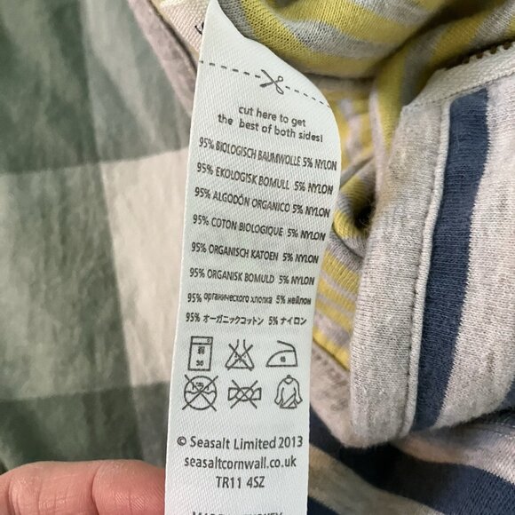 Seasalt Keynote 1/2 Zip Shirt Women 8 Eco Organic Cotton Nautical Stripe Coastal - Picture 3 of 9